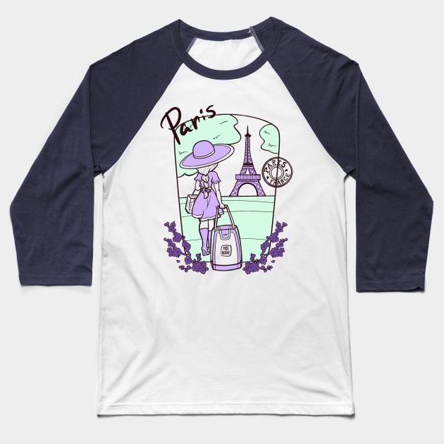 Paris France Travel Baseball T-Shirt by Miss_Akane